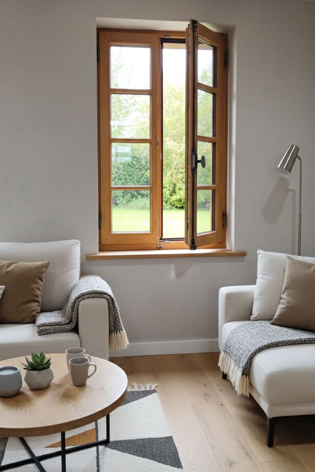 fenetre bois à recouvrement et ses accessoires