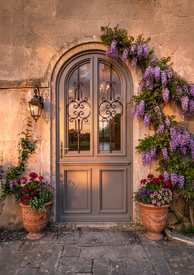 porte d'entrée bois vitrée